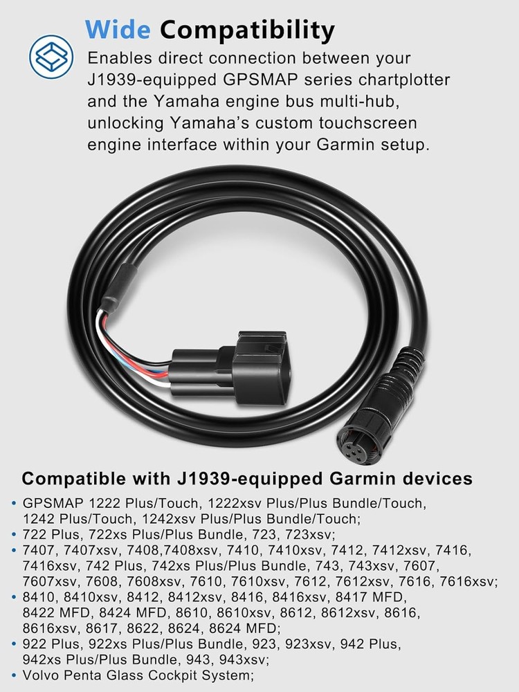 010-12770-00 for Yamaha Garmin Adapter Cable J1939 Equipped GPSMAP Chartplotters