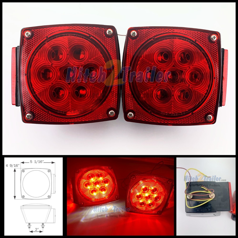 Submersible LED Combination Trailer Tail Lights Stud Mount Marine Utility Cargo