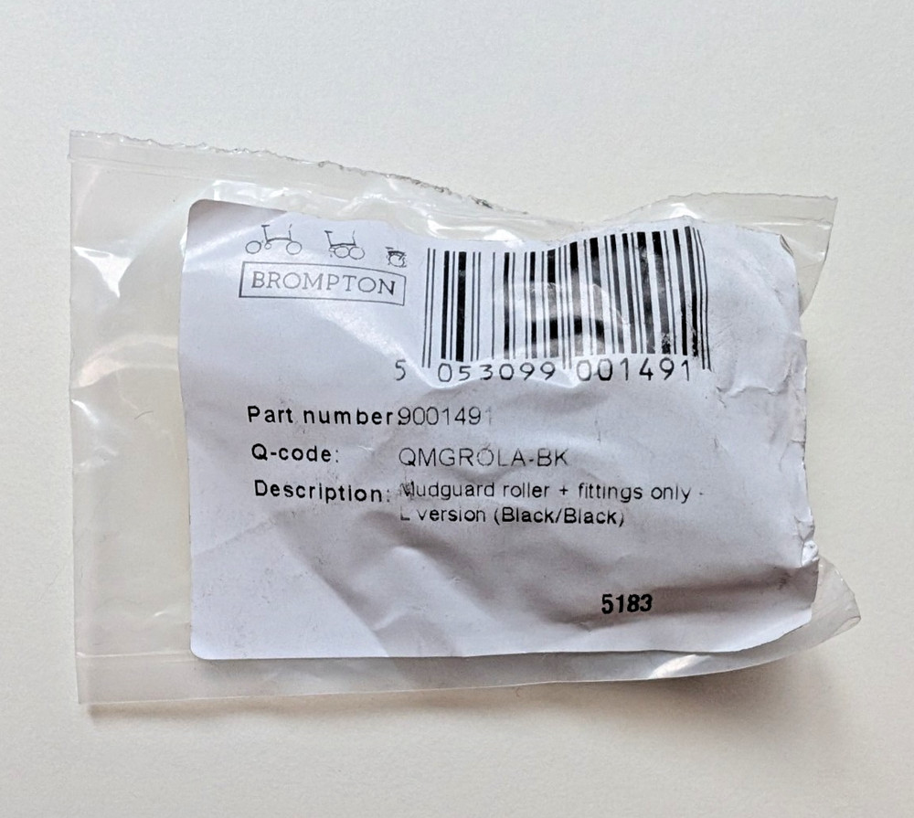 Brompton Mudguard Roller + Fittings Only - L Version Black
