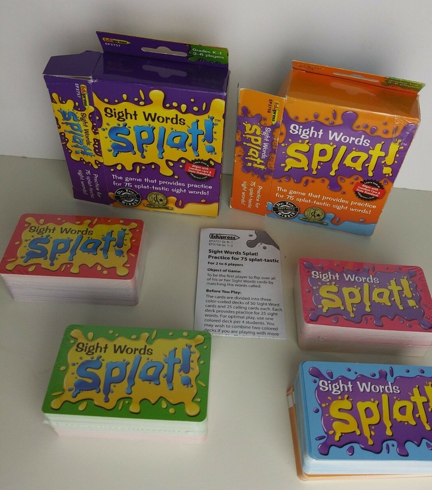 Edupress Sight Words Splat Game Grades K-1 1-2 (2 pack) open box see description
