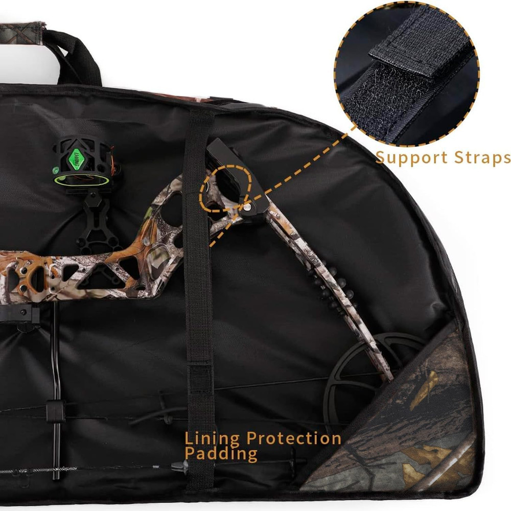 Compound Bow Case Soft Lightweight Archery Bag w/ Arrow Pocket Backpack Straps