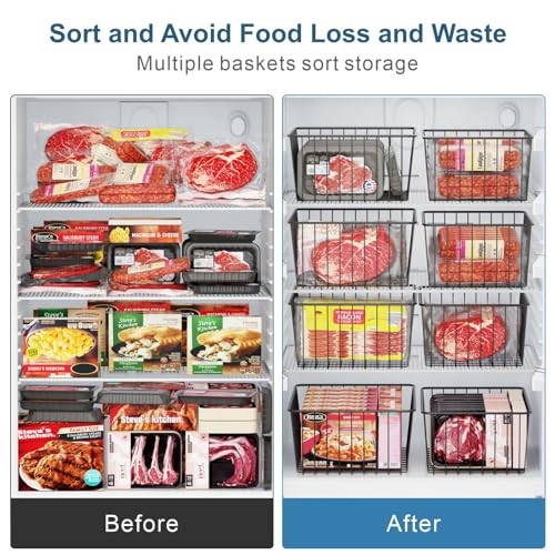 Freezer Organizer Bins - 6 Pack Stand 6-Pack for Complete Organization-White