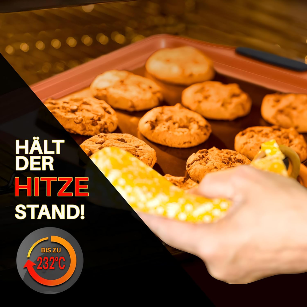 Stackable Baking Pans Set - 5-Piece Cookie Sheets & Roasting Pan with Lid