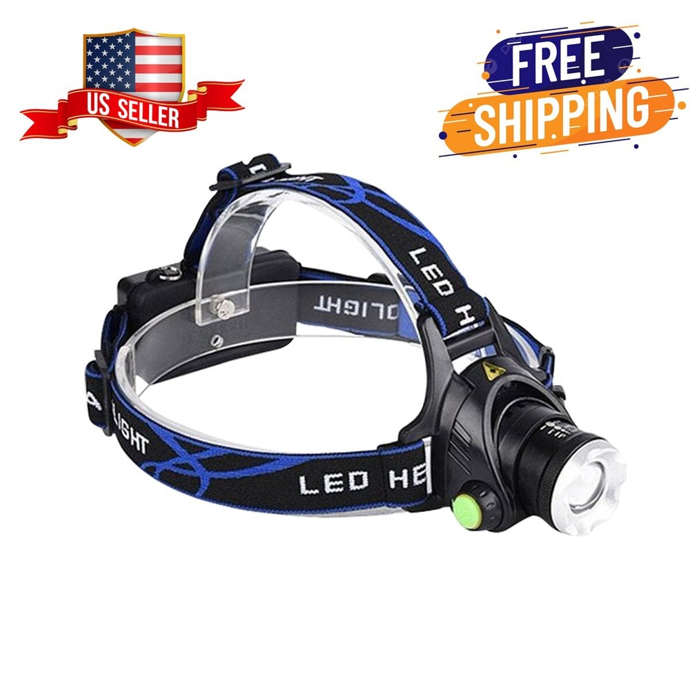 USB LED Chargeable Headlight Head Torch Light Flashlight Zoom Spotlight Durabl