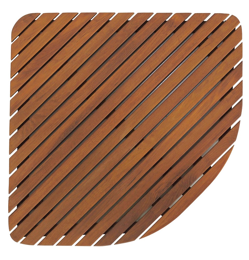 Bare Decor Dania Corner Shower Spa Mat, 24 by 24-Inch, Solid Teak Wood and Oiled