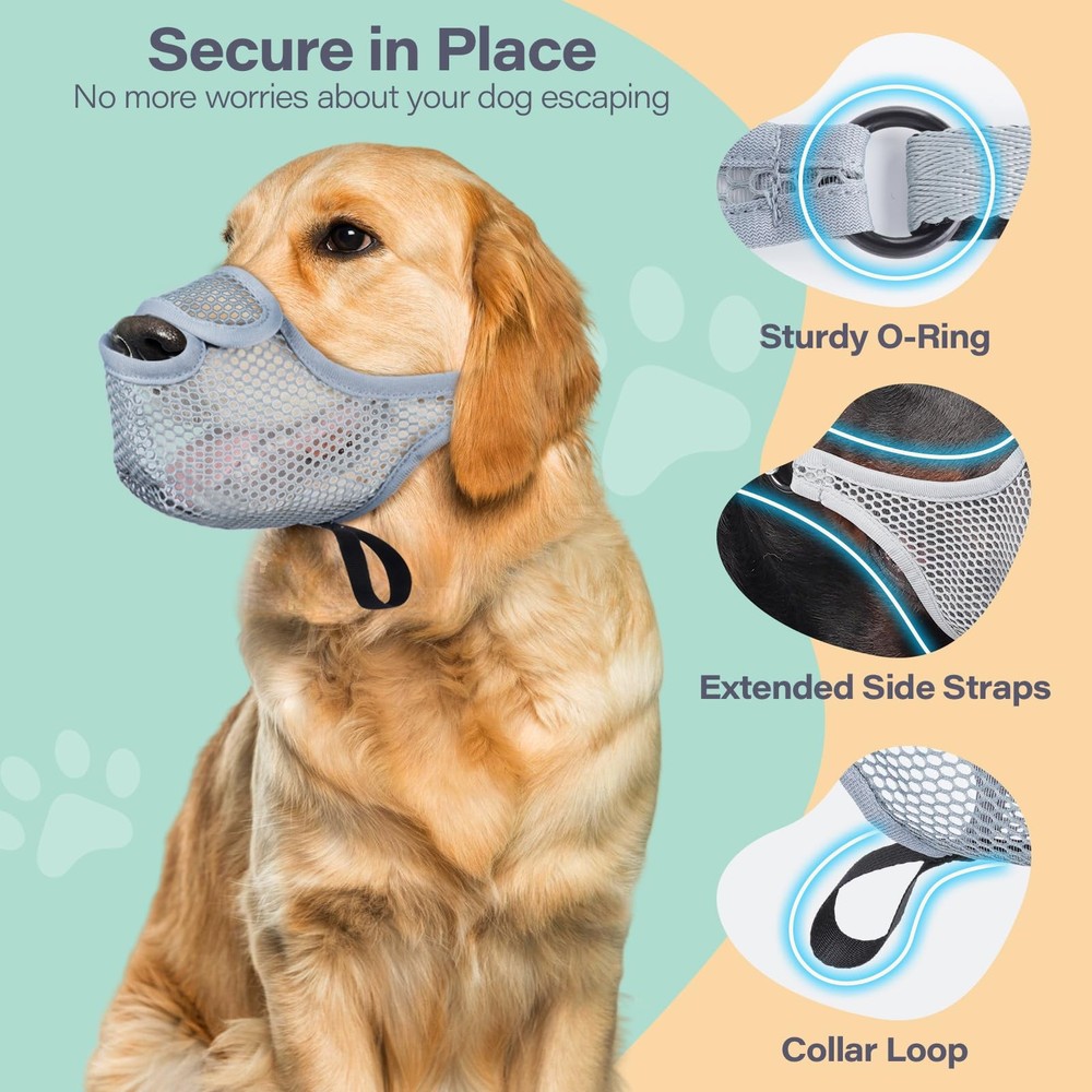 Dog Muzzle for Large Medium Small Dogs, Mesh Muzzle to Prevent Biting Chewing...
