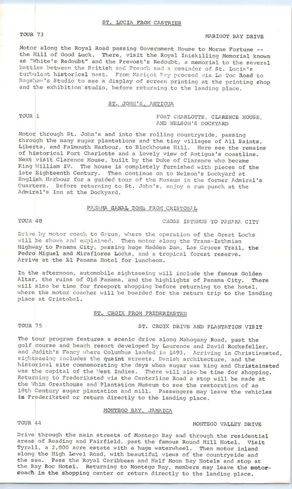 SS HOMERIC Home Lines Cruise Shore Excursion Program Itinerary April 4th, 1973