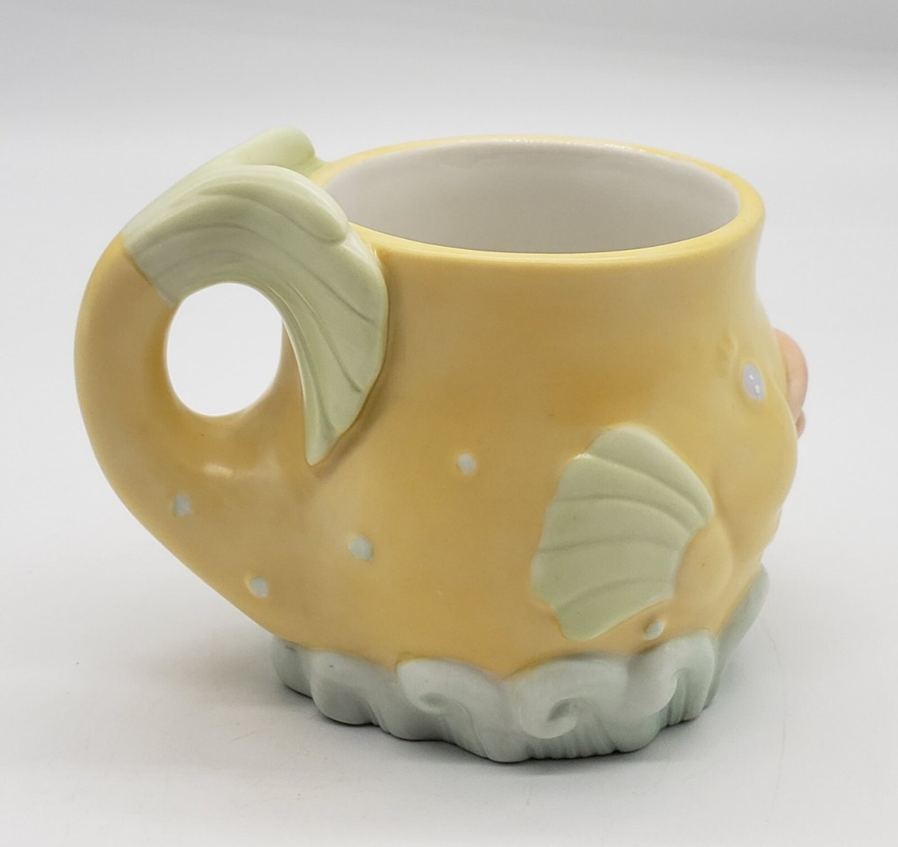 REED & BARTON Ceramic SEA TAILS Fish Cup Mug YELLOW