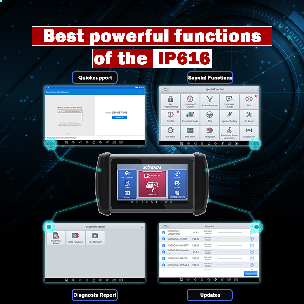 XTOOL IP616 Automotive Full System OBD2 Scanner Diagnostic Tool Key Programmer
