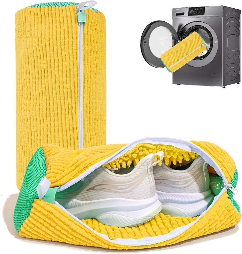 GENERIC SHOE WASHING MACHINE BAG LAUNDRY SHOE BAG - 2PC - YELLOW