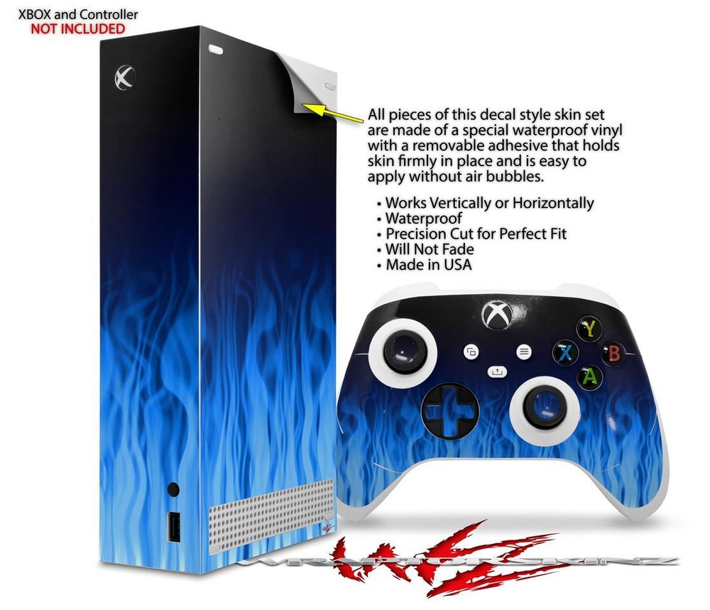 Skins XBOX Series S Console Controller Fire Blue