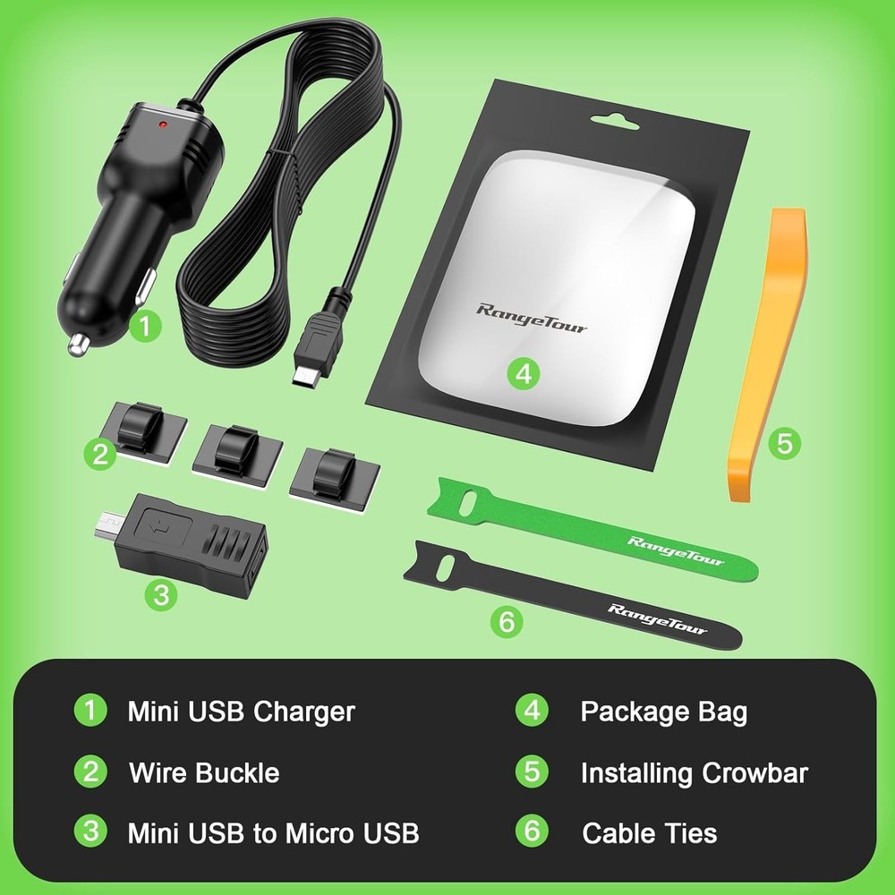 Mini/Micro USB Dash Camera Charger - 12V/24V Car Adapter with Charging Indicator