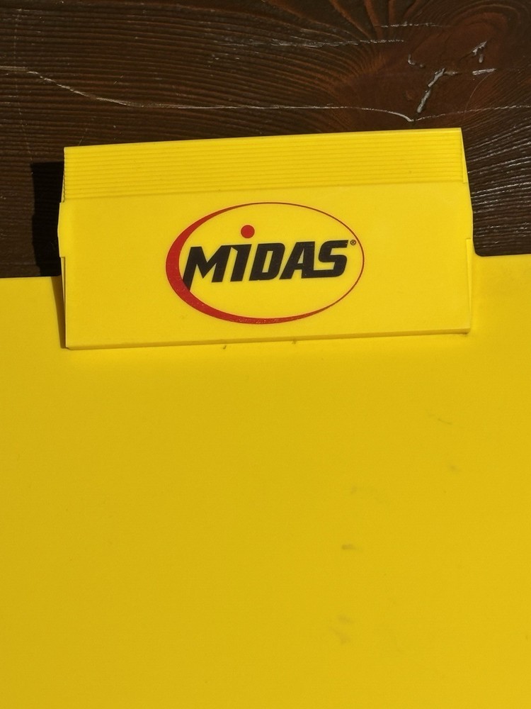 Midas Auto Service Clipboard Document Holder Yellow Plastic 15”x9” Morco 2010