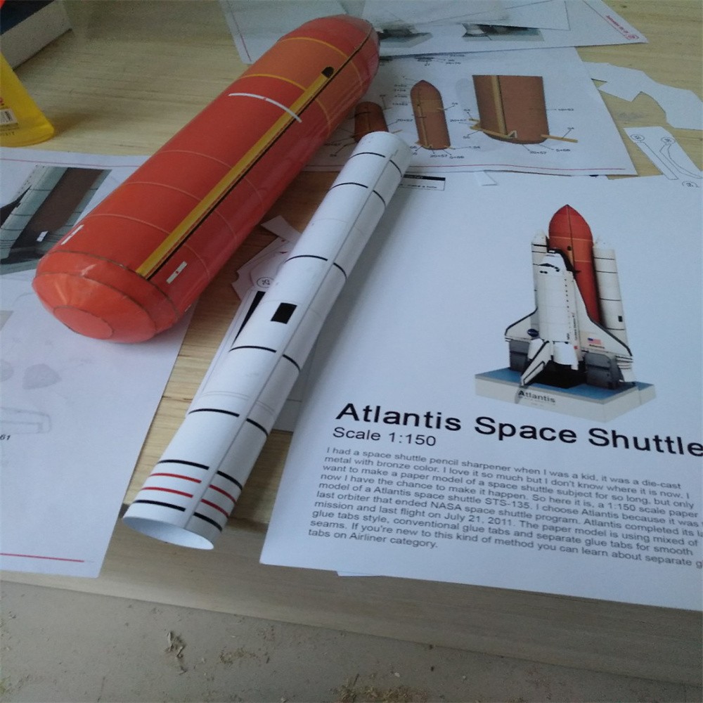 1/150 Space Shuttle Atlantis Paper Model Handmade Space Rocket Craft Unassembled