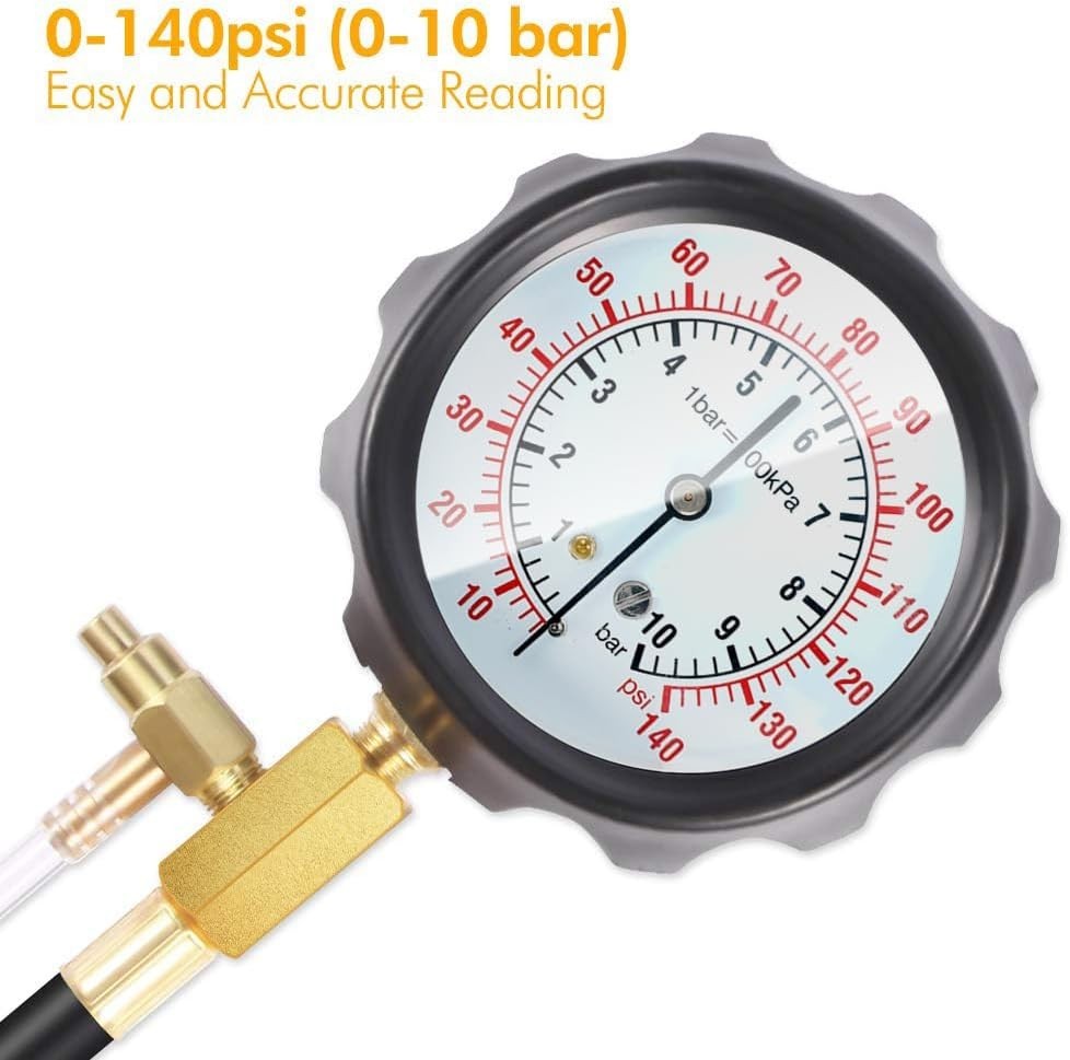 Compact Auto Fuel Pressure Tester Kit - Rust-Resistant Brass, Safe Operation