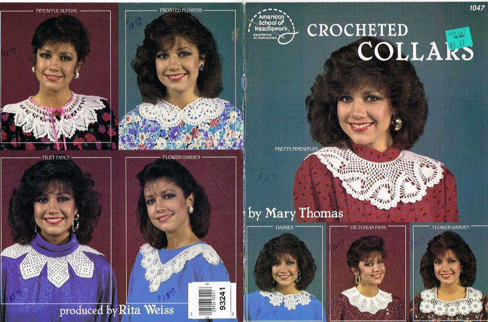 Crochet Pattern Crocheted Collars Collar Patterns Mary Thomas 1986 Vintage
