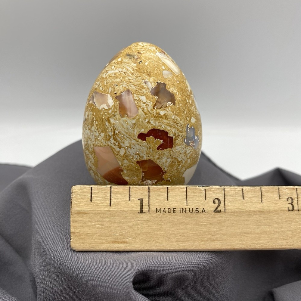 Vintage Composite Stone Egg Embedded Mexican Fire Opal? Pieces 2.5" 6oz