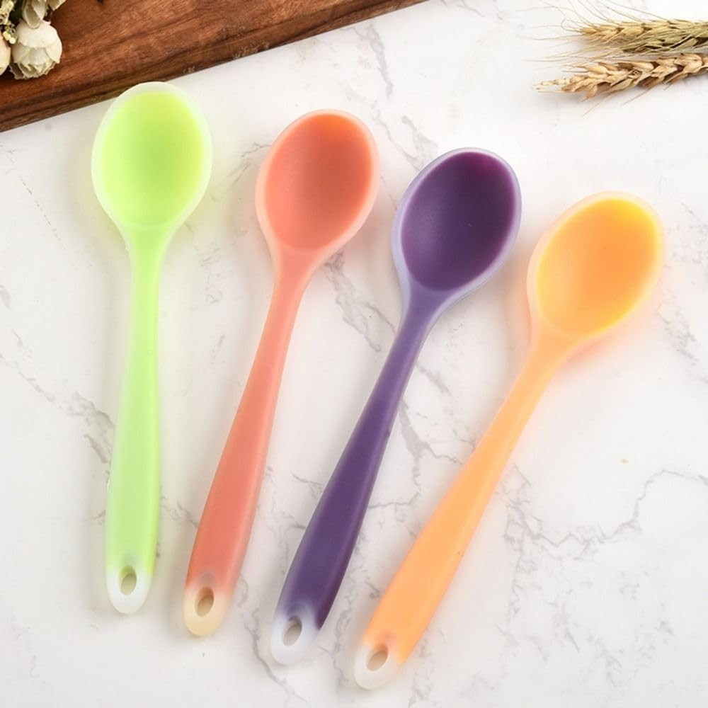 2 Pcs Silicone Dinner Spoon, Multi-purpose Surrounding Transparent Design Sof...
