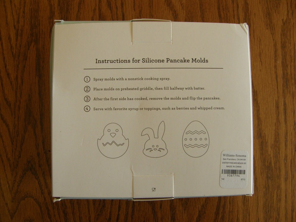 Set 3: Williams Sonoma Spring Easter Pancake Molds - Chick, Bunny & Egg - New