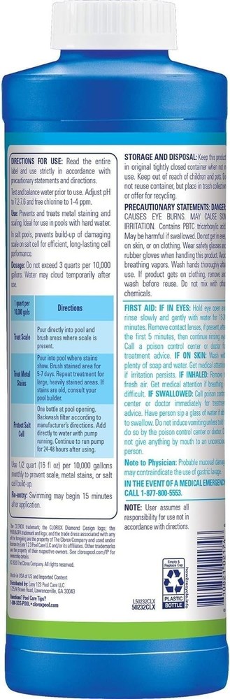 Swimming Pool Scale Metal Stain Control Treatment