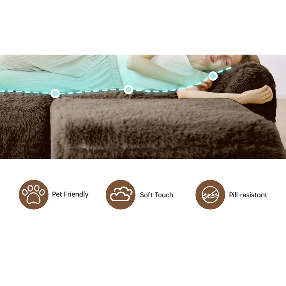 Ergonomic Chocolate Modular Sofa, Soft Plush Fabric, Anti-Slip Design,