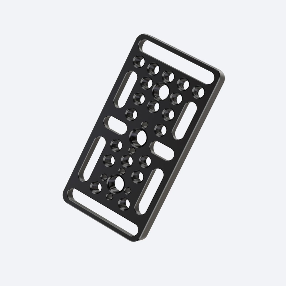 Camera Cheese Plate with 1/4"& 3/8" Threads, Aluminum Universal Type Black