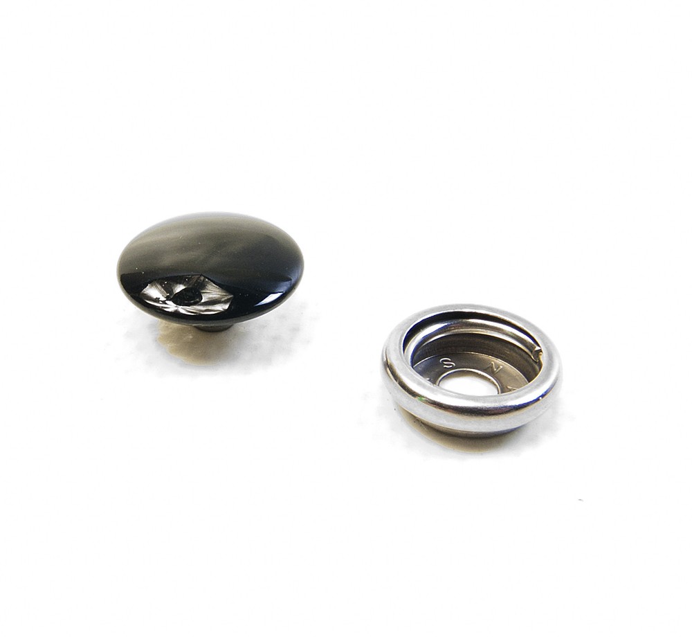 Stainless Steel Snap Fasteners, Black Enamel Finish Cap & Socket Only, 10 Pc.