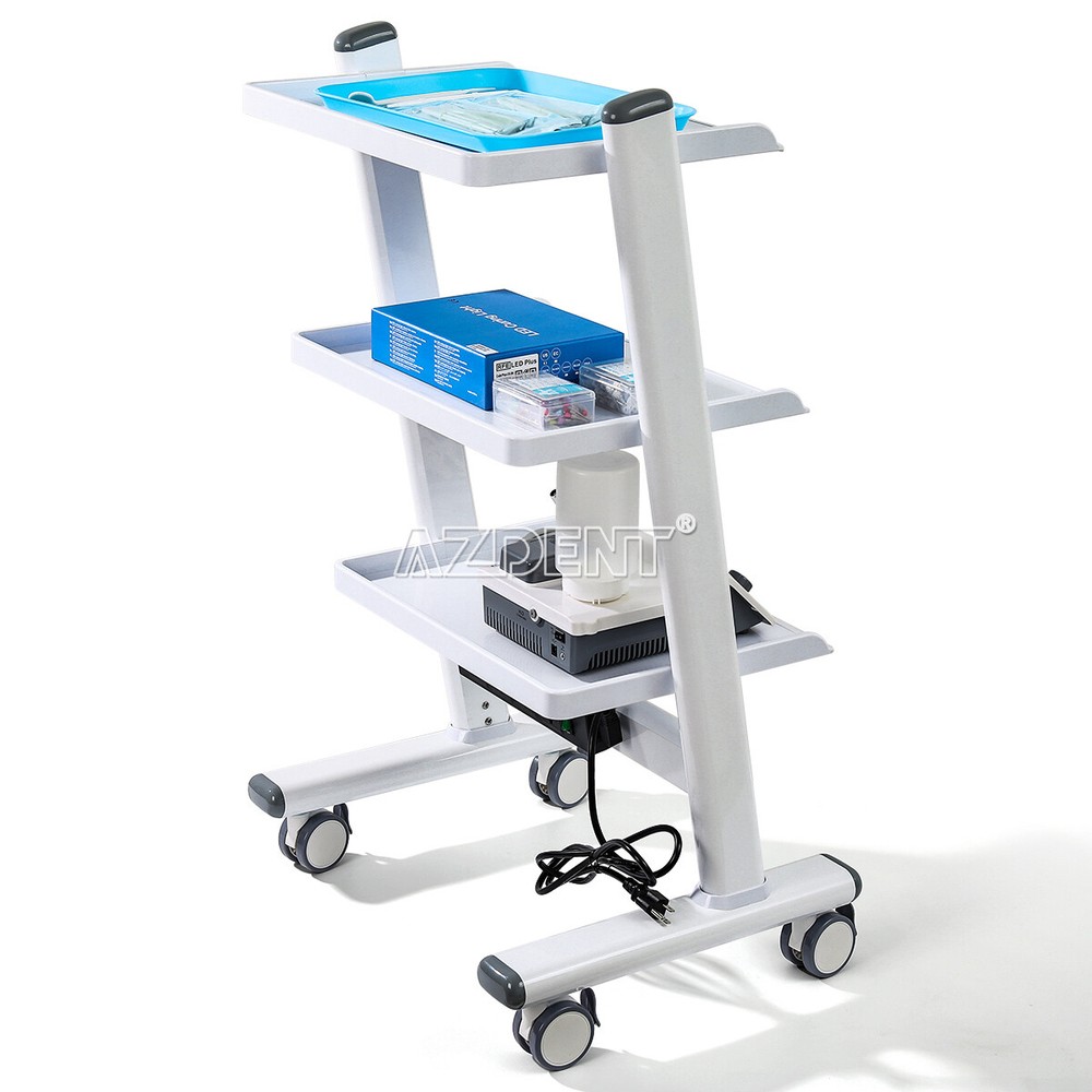 Dental Mobile Three Layer Trolley Instrument Cart Steel Tool with Socket