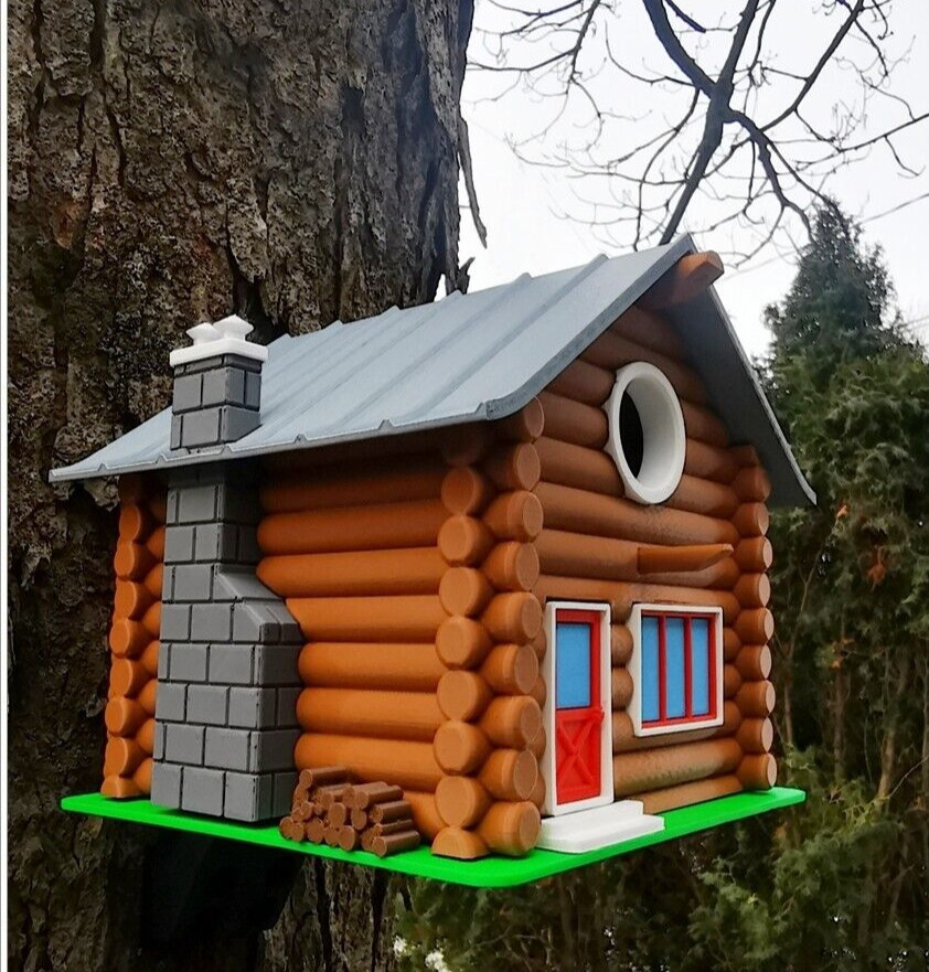 Log Cabin Bird House, Garden Decor