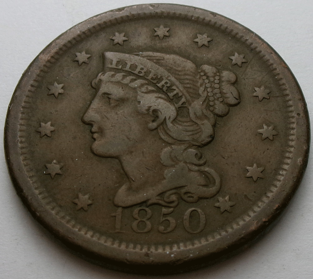 1850 Braided Hair Large Cent