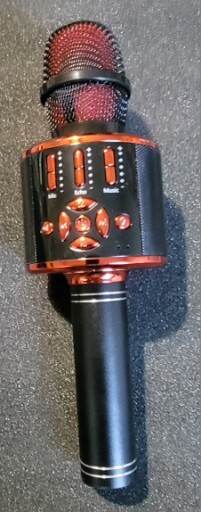 Hand Held Karaoke Microphone Red/ Black  Tested- Works!