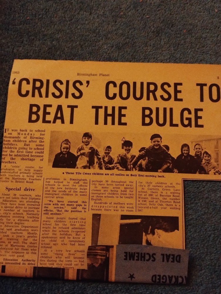 Sk232 Ephemera 1963 Article  Birmingham schools Tile Cross
