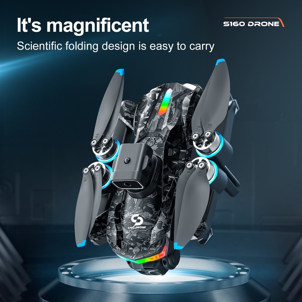 Drone WIFI FPV 4K Dual Camera Obstacle Avoidance Remote Control with Screen S160