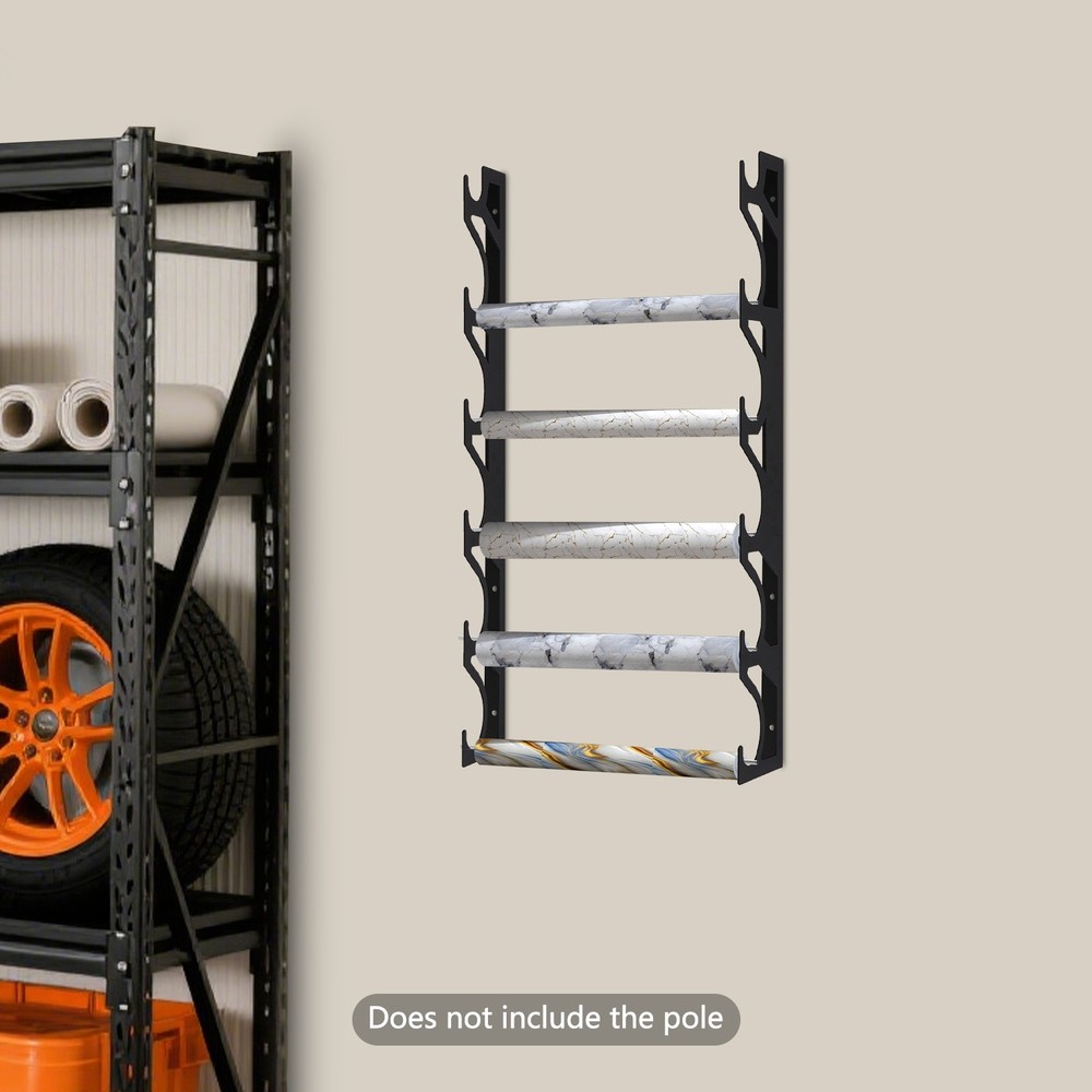 Vinyl Roll Holder - Wall-Mounted Storage Rack for Up to 6 Rolls