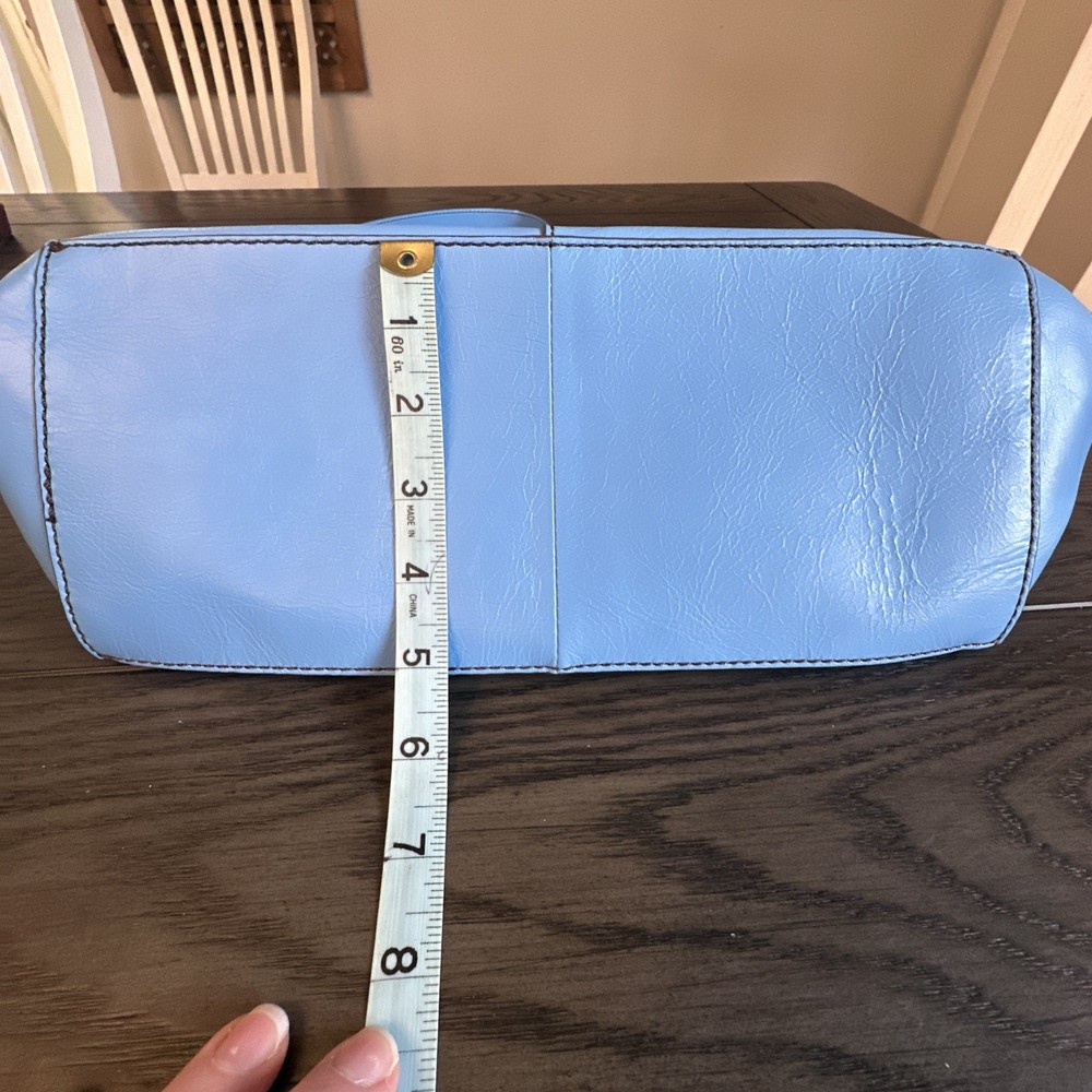 Hobo Genuine Leather Shoulder Bag With Adjustable Strap Sky Blue