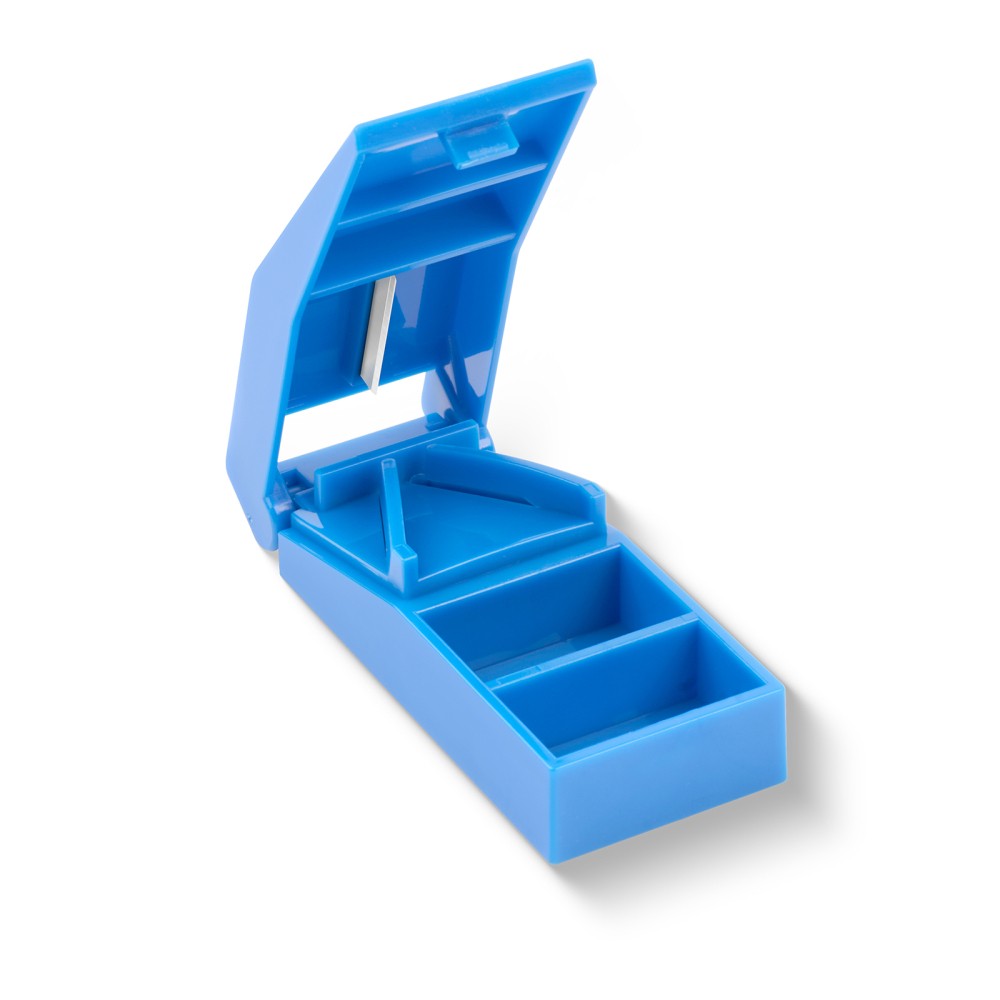 1Pack Blue Pill Cutter Tablet Storage Case