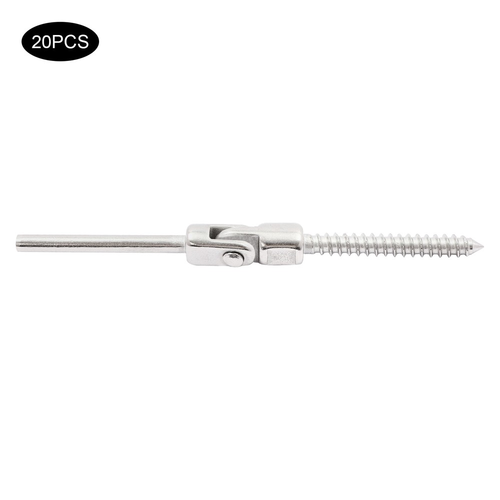 20pcs 180° Adjustable Angle Threaded Stud Tension End Cable Railing Kit NEW