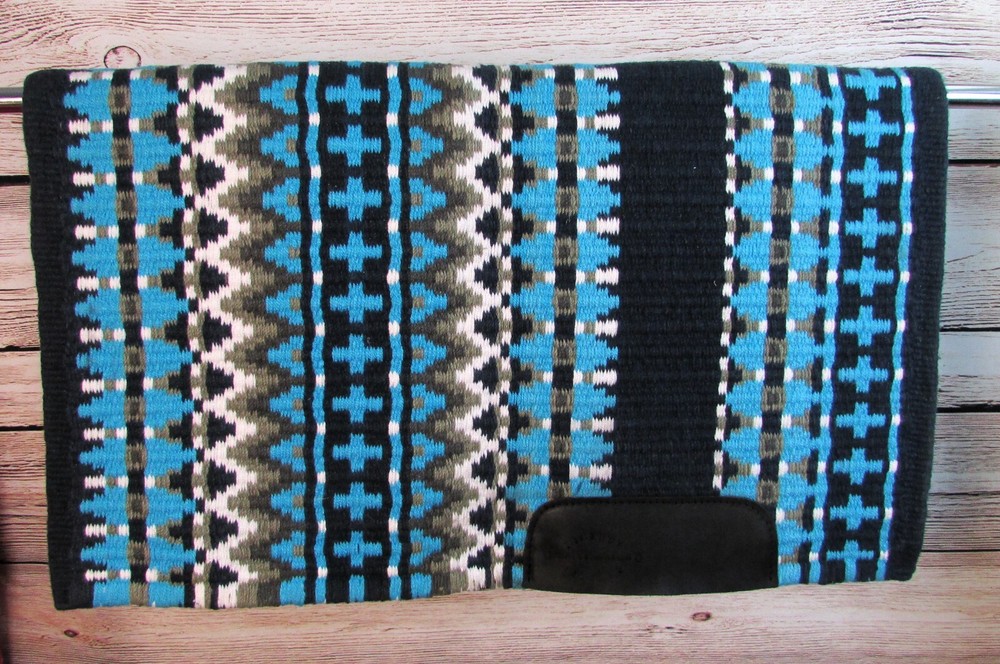 Navy Turquoise Western Saddle Show Blanket