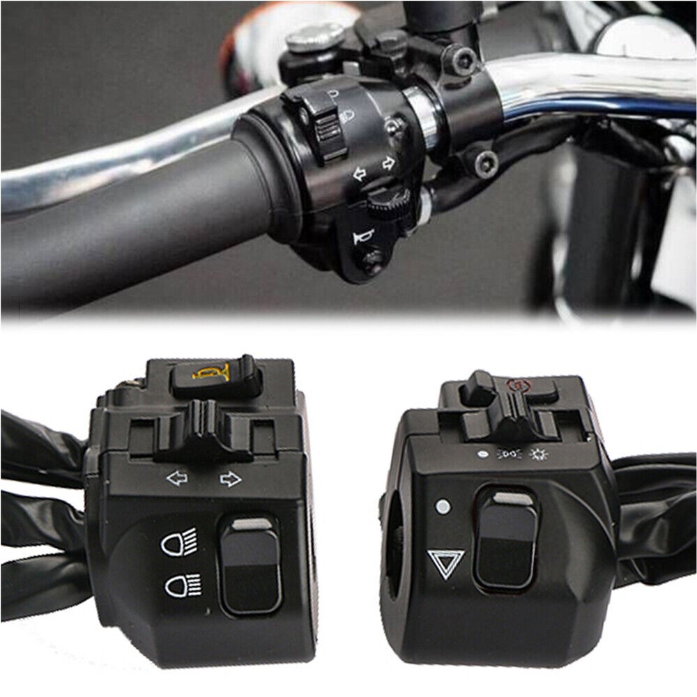 2x Motorcycle 7/8" Handlebar Horn Turn Signal Headlight Electrical Start Switch
