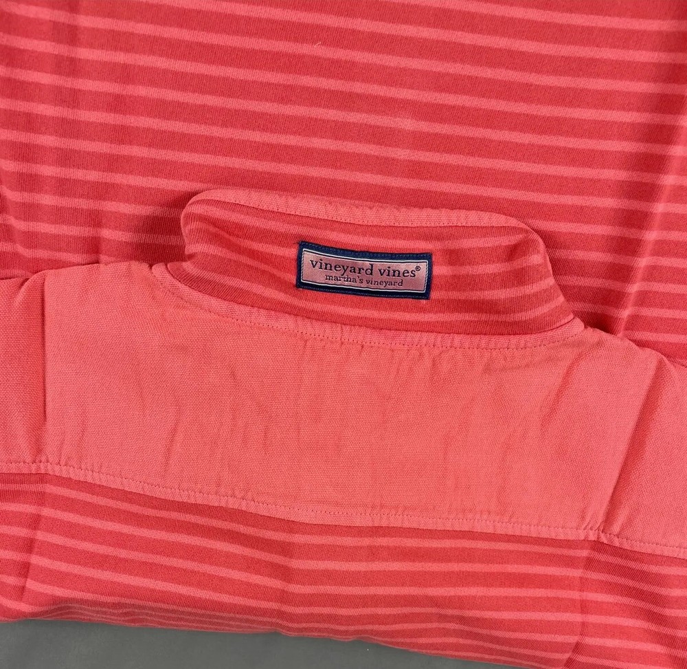 Vineyard Vines Golf Pullover Shep Shirt Medium Red Striped Cotton Polyester $128