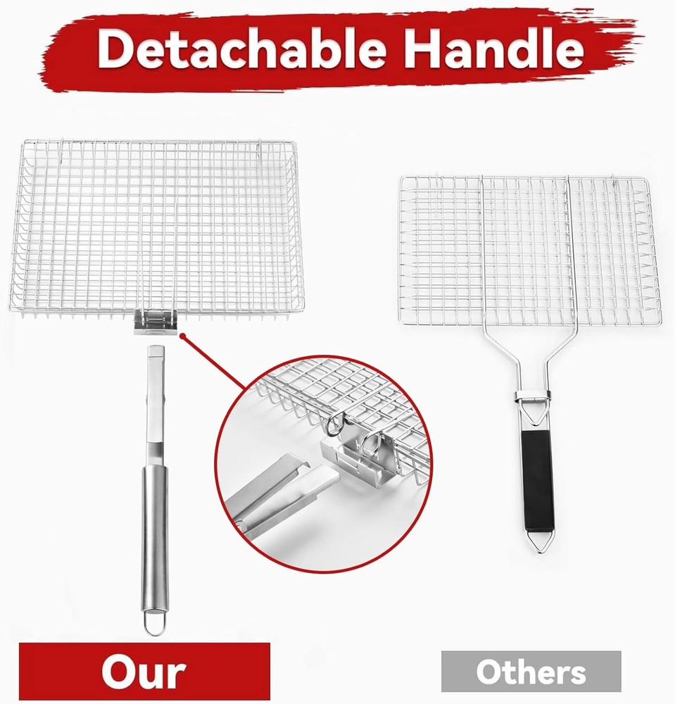 Extra Large Grill Basket w/ Detachable Handle