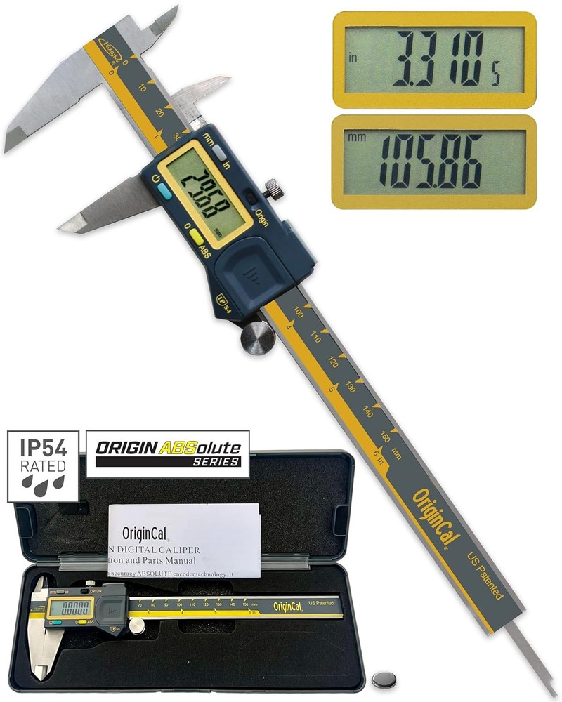iGAGING Absolute Origin 0-6" Digital Caliper, IP54 Stainless Steel, SPC/USB...