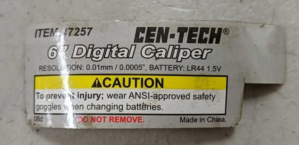 Cen-Tech 6" Digital Caliper Untested 47257