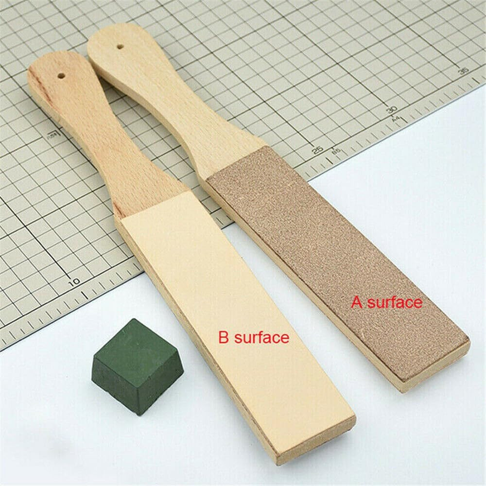 Double Sided Leather Strop Tool Paddle Compound Knife Kit Sharpener Honing