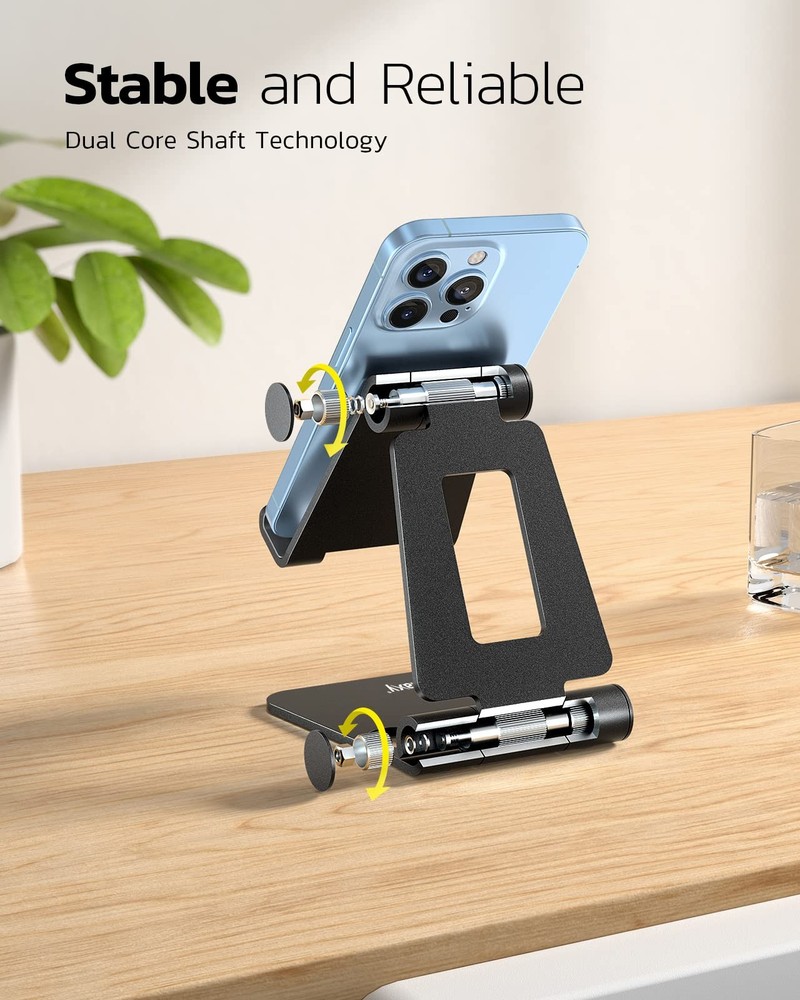 Nulaxy 2 Pack Dual Folding Cell Phone Stand, Fully Adjustable C-Black
