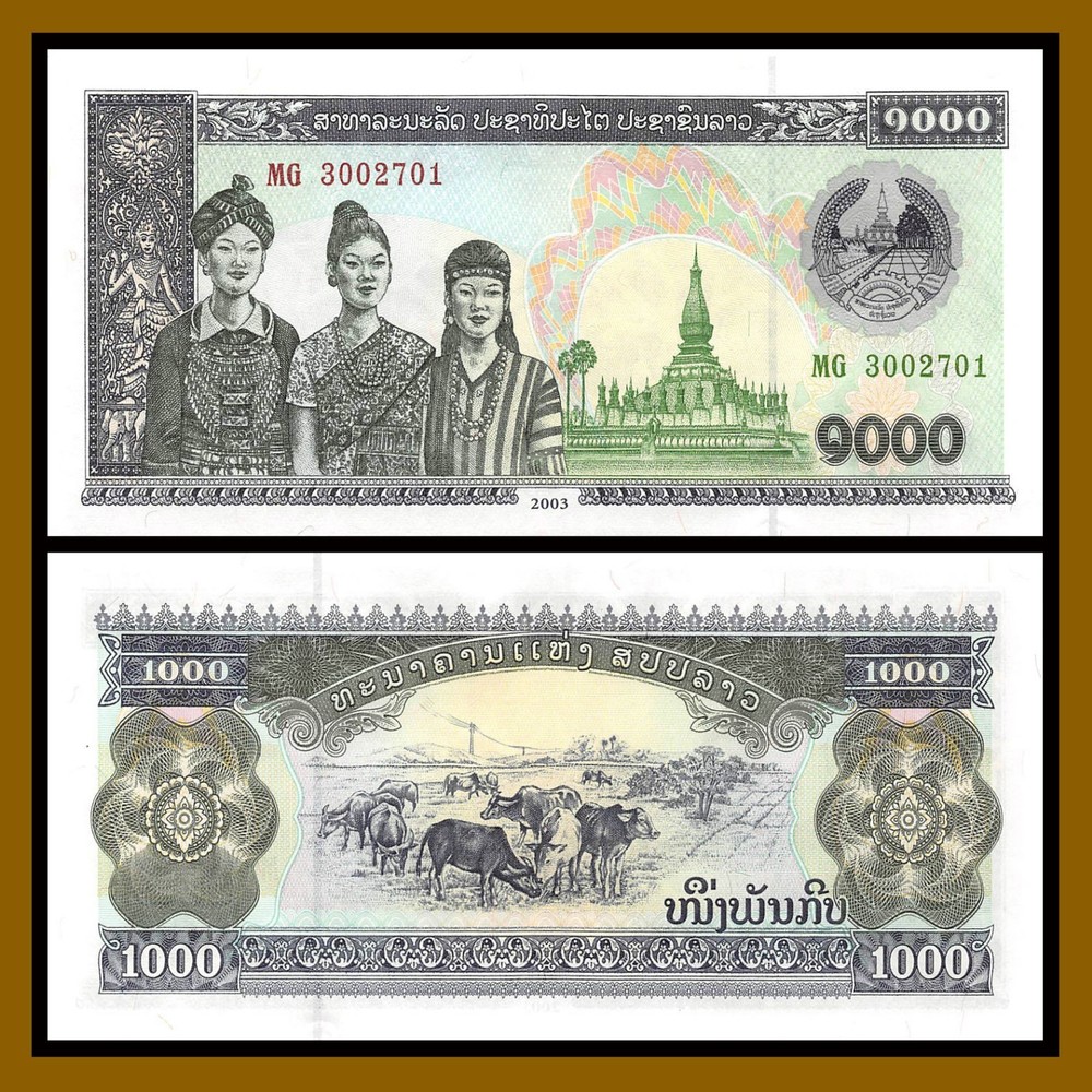 Laos 1000 Kip, 2003  P.32Ab Unc