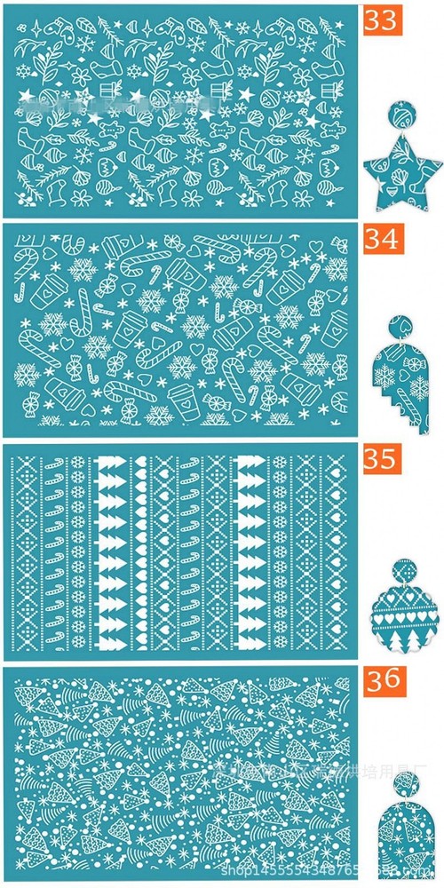 12 Design Stylish Pattern Polymer Clay Silkscreen Tool- Reusable Silkscreen Sten