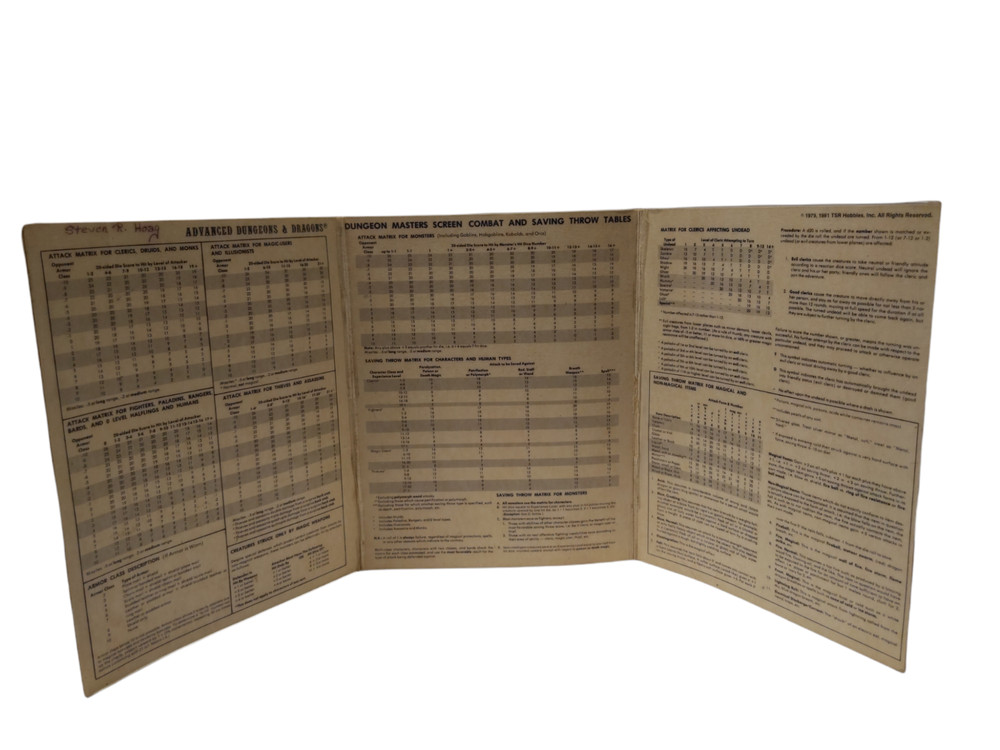 Vintage Dungeon Masters Screens BOTH Trifolds 1981 Advanced Dungeons & Dragons