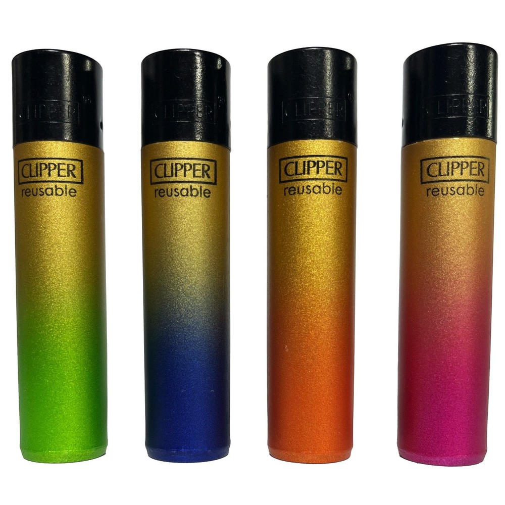 Clipper Reusable Lighters - 4 Pack - Metallic Gradient Gold