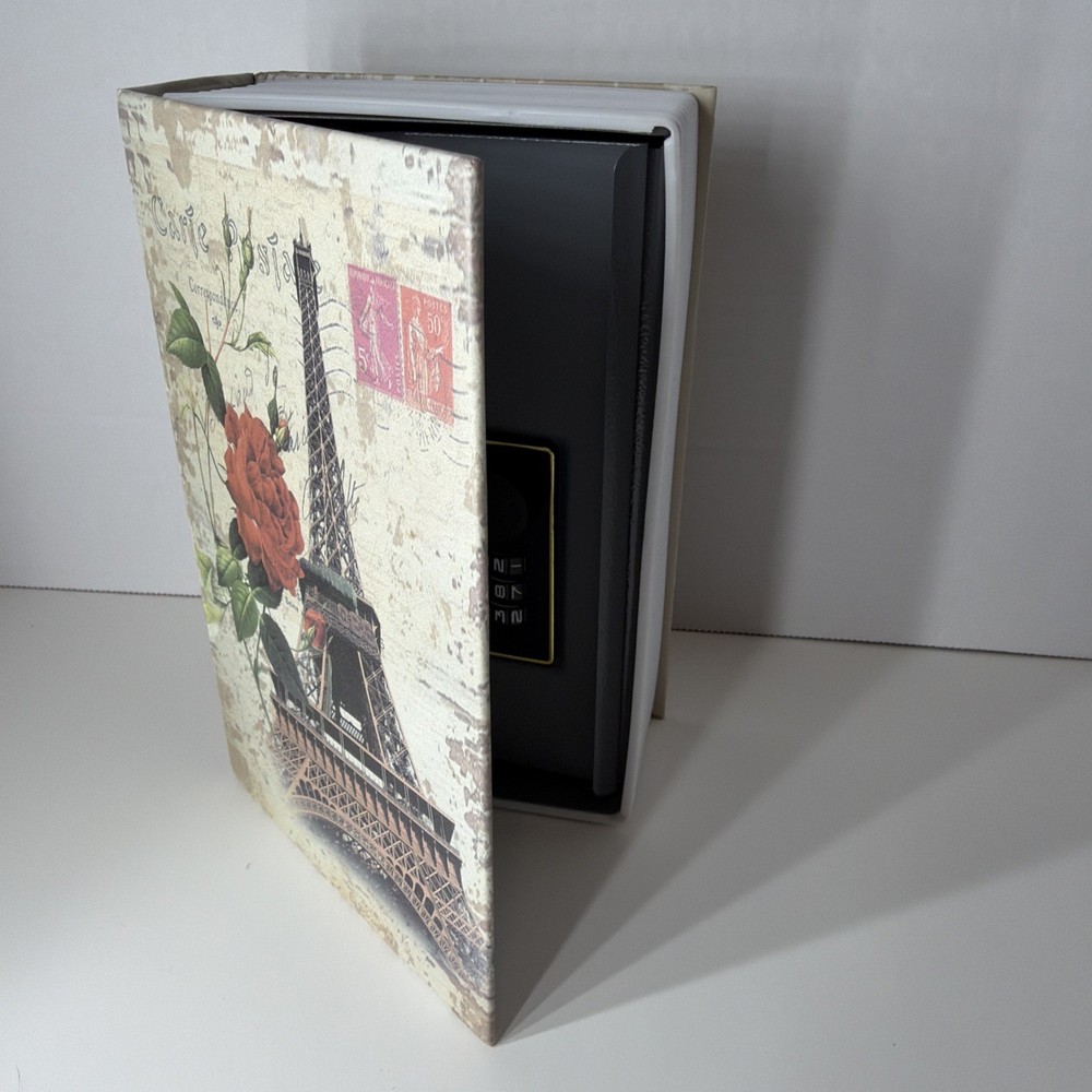 Paris/Eiffel Tower Book Storage Lock Box with Code and Instructions